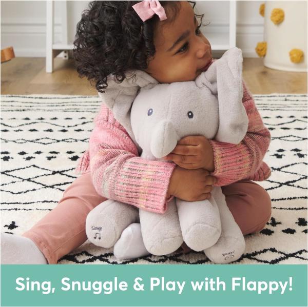 GUND Bebê Animado Flappy O Elefante Plush, Cantando Brinquedo de Bebê de Animais Recheados para Idades 0 e Mais, Cinza, 12