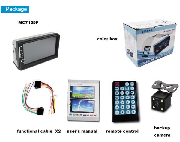 12V/ 24V 7 Inch Touch Screen Car 2 Din Stereo Video Entertainment Player with SD/ USB/ MP3/MP5/ FM/ Reversing Camera