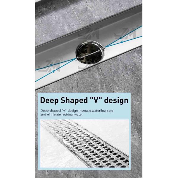 Linear 24 Inch Shower Drain , Square Floor Drain Brushed 304 Stainless Steel Material