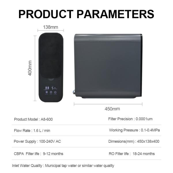 600G Reverse Osmosis Alkaline Water Filter Life Reminder TDS Display Drinking Water Water Purifier
