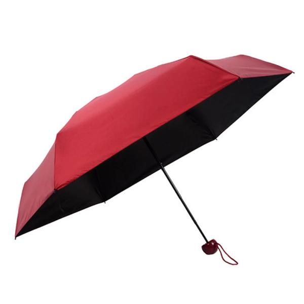 Polyester Mini 5 Fold Anti UV Pill Black Coated Umbrella Rain Pocket Foldable Umbrellas