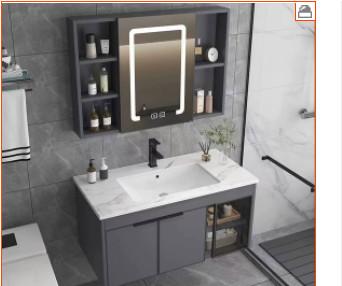 Rock Plate Space Aluminum Floor Bathroom Cabinet Gray Anti Insect