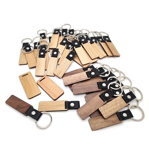 Ориентированная на заказчика кожаная деревянная гравировка Keychains - древесина бука грецкого ореха