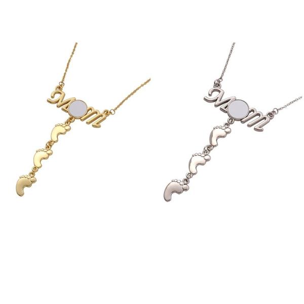 Collier Fête des Mères Maman Collier Sublimation Empreinte de Pied Collier Personnalisé Pour Maman Et Bébé