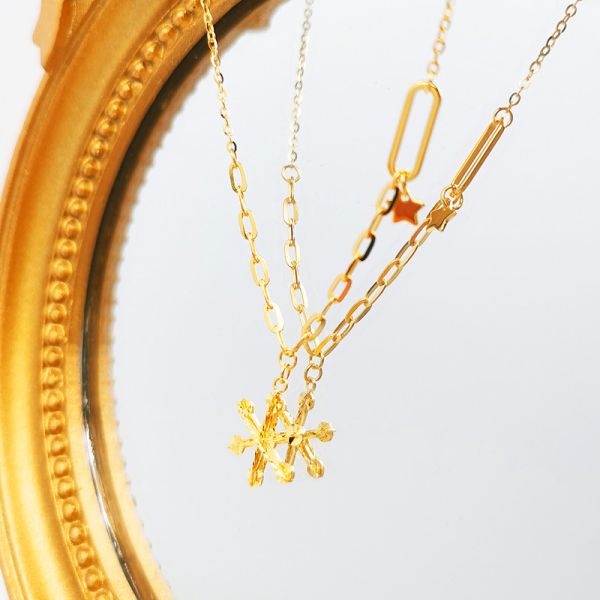 Ensemble polyvalent de collier mini-pendentif en or