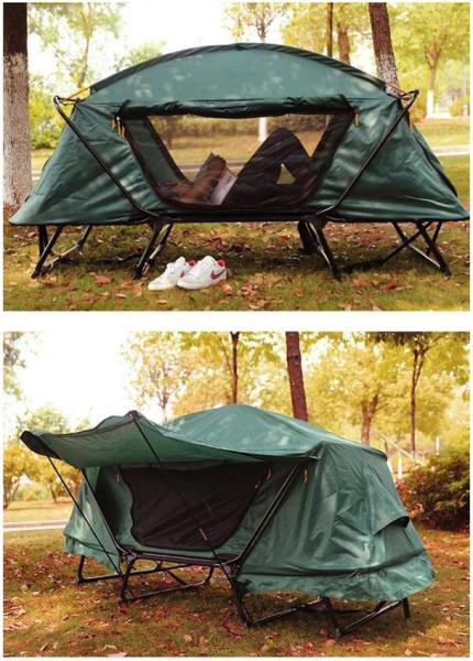 Camping Tent Cot, Folding Tent Combo Air Mattress & Sleeping Bag, Off-Ground Tent Shelter with Carry Bag for Hiking