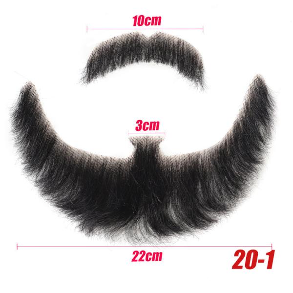 Full hand-woven fake beards, seamless men's fake mustaches, human hair-like fake eyebrows, and sideburns for film and television props