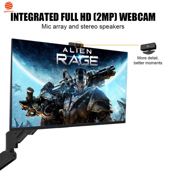 27-Inch Monitor with Articulating Arm & 1080p Webcam: Ultra-Flexible Height/Tilt/Swivel Adjustment for Ergonomic Office Setup – Crisp QHD/UHD Display + Clear Video Calls