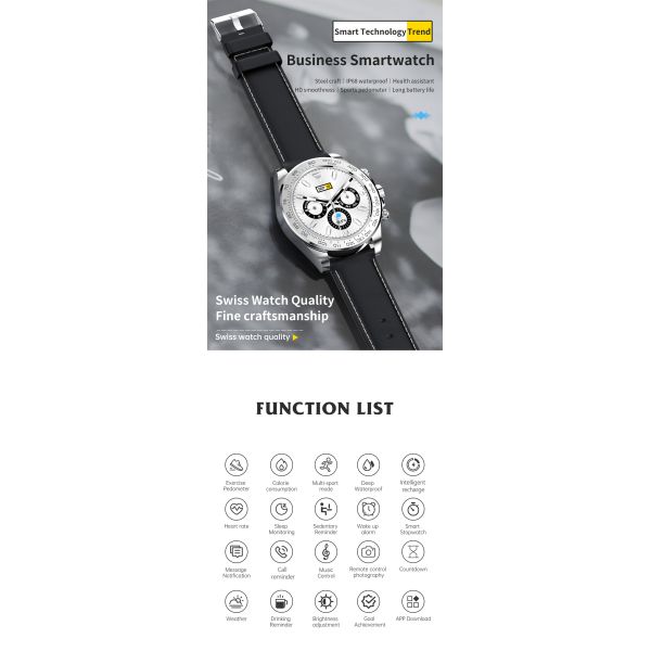 Eraysun Premium AW13 Business Smart Watch 1.28 Inch Waterproof Touch Screen Smart Watch for Men Sport Smart Watch