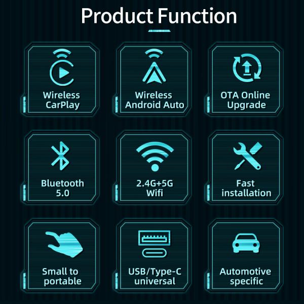 FCC Wireless CarPlay AI Box Car Smart Box Android Ai Adapter Wireless 2 в 1 AI Box