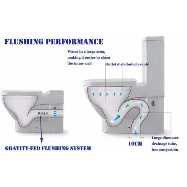 Washdown Two Piece Toilet Colorful Ceramic Sanitary Ware Wall Mounted Type