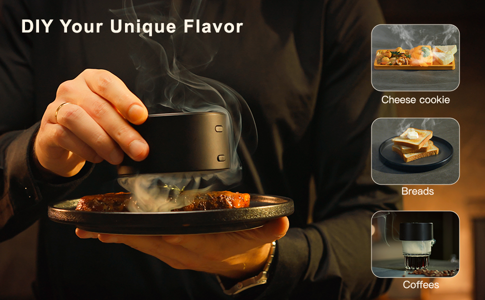 Black Small Sized Bar Smoker Kit Whiskey Flavoring Gifting Smoking Kit