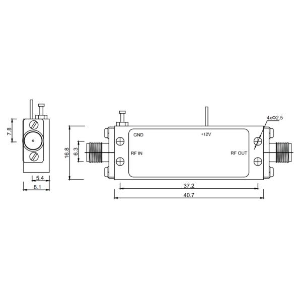 Amplificador de Baixo Ruído de Banda Larga 0,5-1 GHz P1dB 14 dBm Amplificador de Potência de RF