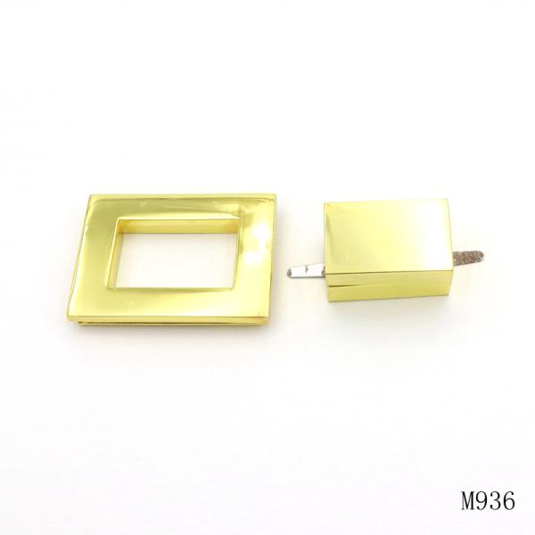 Rectangle Bag Turn Lock Gold Plated Metal Turn Lock For Lady Bag