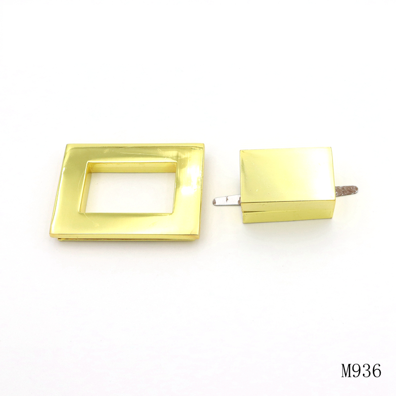 Rectangle Bag Turn Lock Gold Plated Metal Turn Lock For Lady Bag