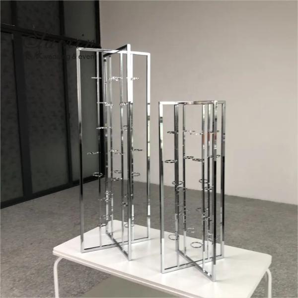 Venda Quente Metal Candlestick Holder Stand Prata Flor Stand Decoração de Casamento Alto Metal Candle Stand