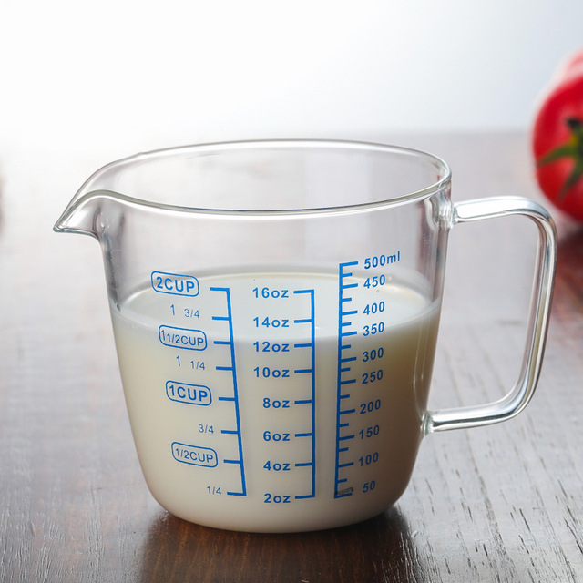 Beaker измеряя чашки кофе боросиликатного стекла 8oz 16oz градуированный с ручкой