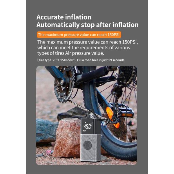 Portable Electric Car Tire Inflator With Auto Shut off Digital Pressure Readout