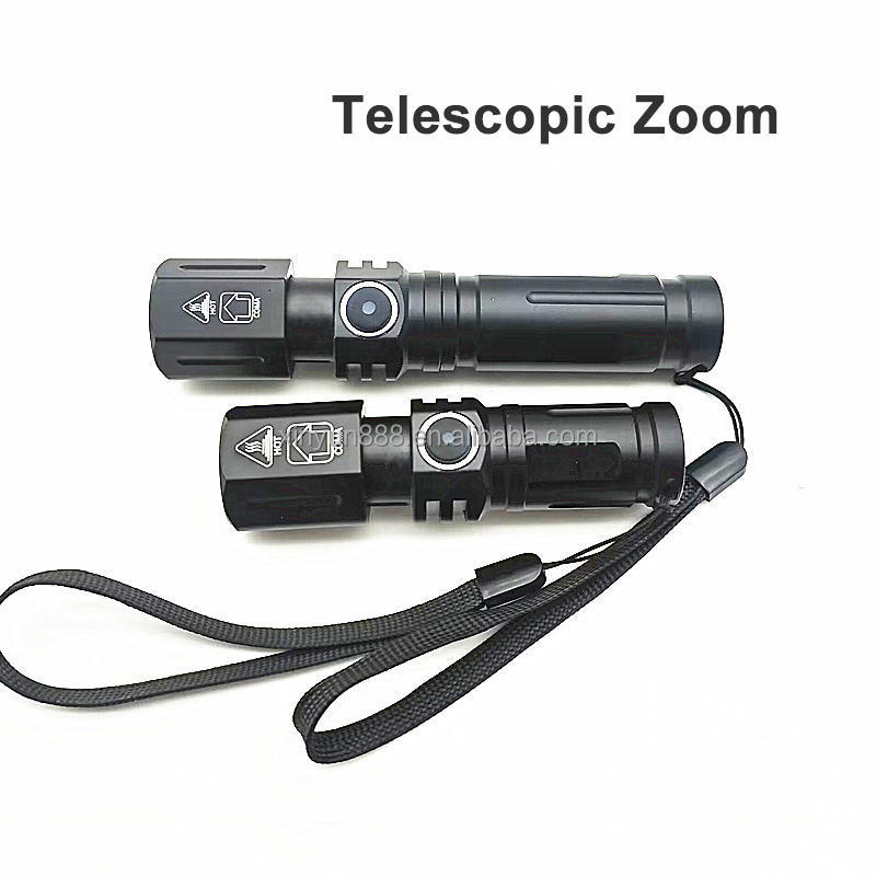 New Model High-Intensity LED White Laser Zoom Rechargeable Outdoor Emergency Light Mini Flashlight