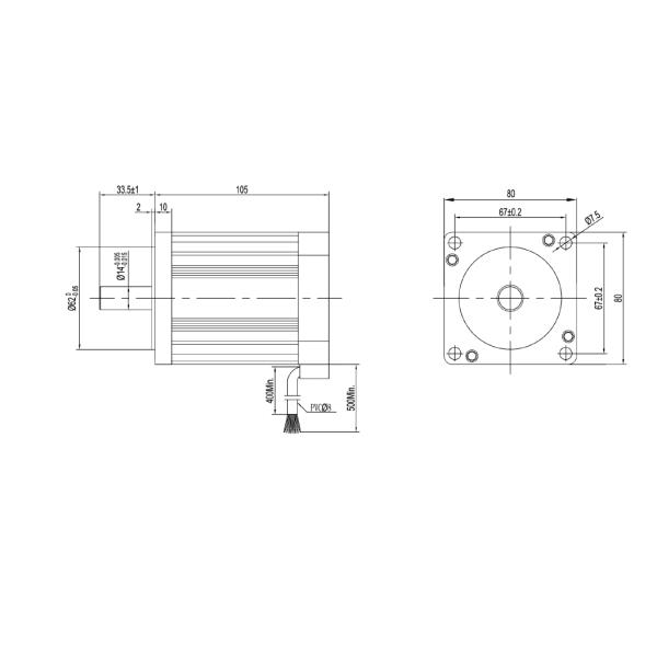 310 мотор 3000 Rpm 80mm 0.7nm 1.2nm 1.8nm Dc вольта 48v 500w микро- безщеточный
