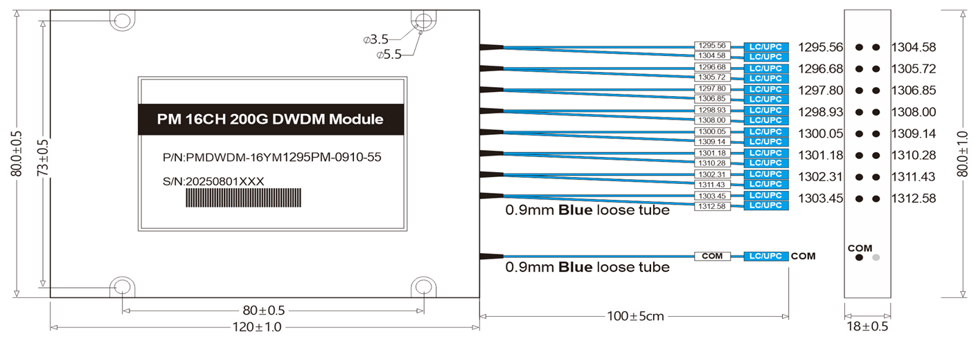 16CH 200G O-Band PM DWDM Module for Broadband, PON and CATV Networks