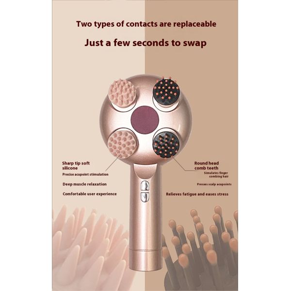 Deep Massage Handheld Electric Scalp Head Massager with 3 Speeds Vibrating 800mAh Battery and TYPE-C Charging