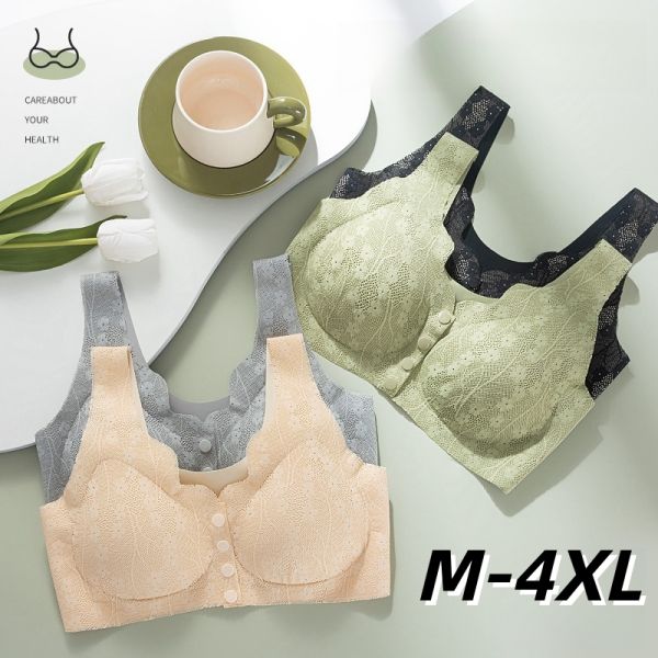 2025 New Arrival Front Closure Bra for Women Lace Seamless Women Sporty Wire Free Middle Age Ladies Women Bra