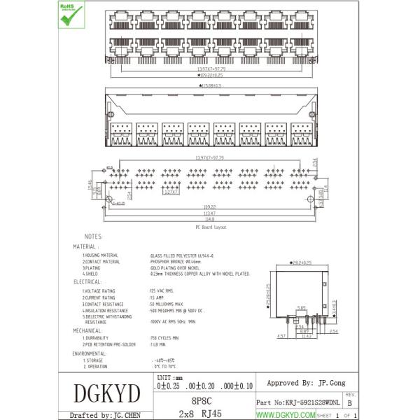 Shield 2X8 Port Stacked RJ45 Multiple Port Connectors Combo Dual Deck 16 Ports Ethernet Scoket