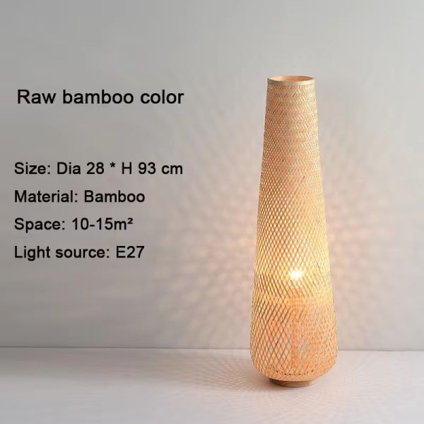 Bedroom Bedside Lamp Tea Room Japanese E27 Weave Bamboo Floor Lamp(WH-MFL-216)