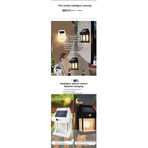 80lm/w Courtyard Garden Decoration Waterproof Solar Wall Lamp with Motion Sensor