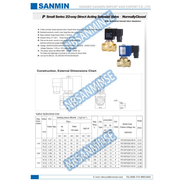 Проденьте нитку клапан соленоида 220ВАК/230ВАК/240ВАК компрессора воздуха соединения П5