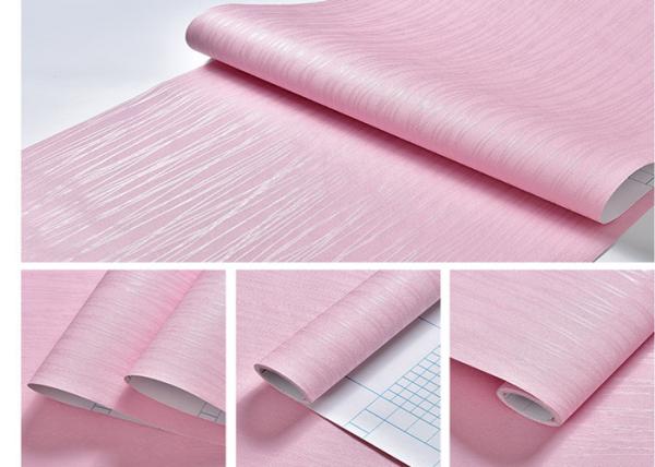 Mould Proof Self Adhesive Textured Wallpaper Pink Customized Size 60cm * 50m