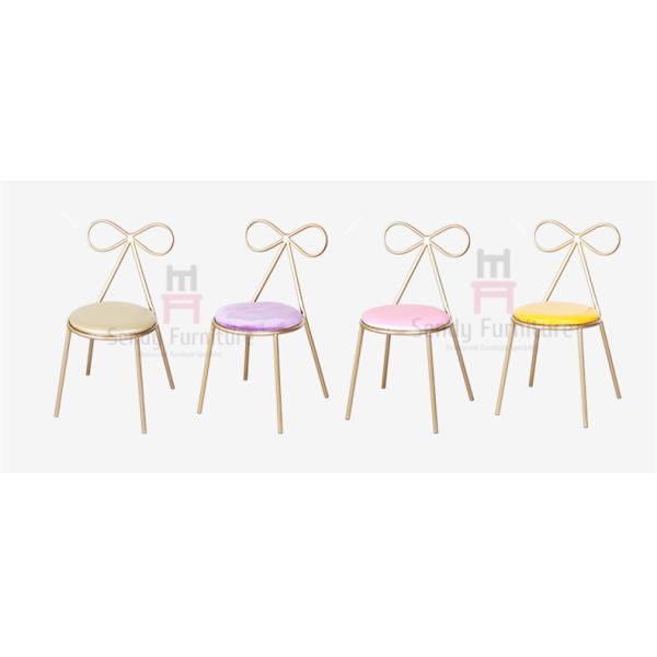 Ins Style Lovely Bow Metal Restaurant Chairs With Custom Cushion Color On Stock