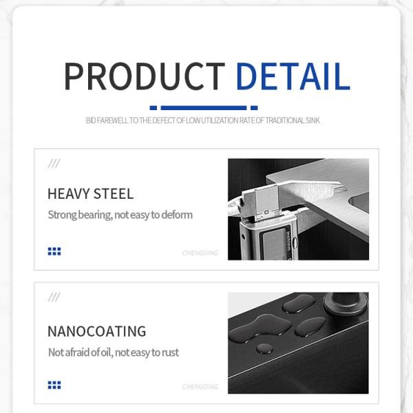 Nano Silver Versatile Kitchen Sink With Inner Basin Size 700mm*445mm*215mm