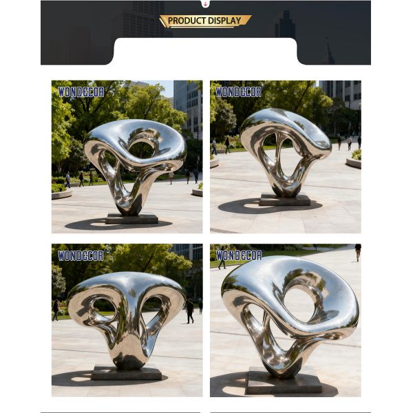 Large Outdoor Modern Art Style Stainless Steel Sculpture, Landscape Decoration Ornament for Courtyard and Square