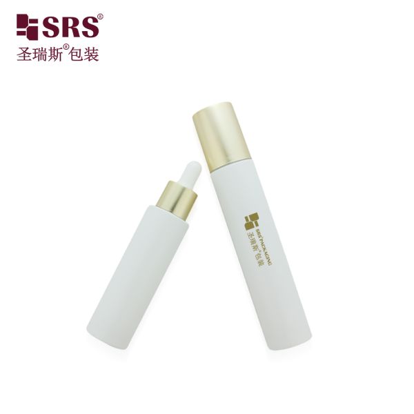 GL022 30ml 50ml 80ml 100ml Painted White Color Glass Bottle With Dropper Lotion Gold Cap Luxury For Skincare Facial Serum