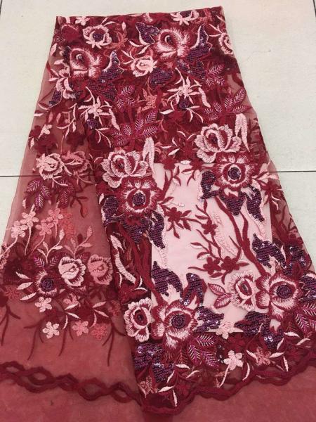 Gold Silver Sequin Fabric , Multi Colored Embroidered Floral Dress Lace Fabric For Gown