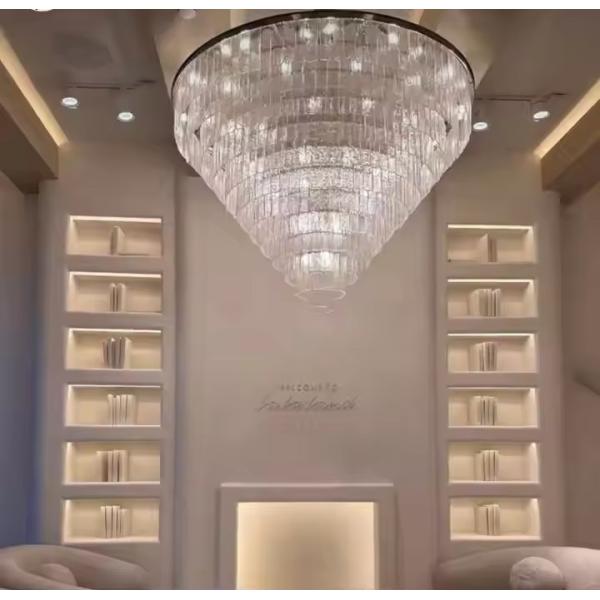 Modern Luxury Round Rock Crystal Chandelier For Living Room Villa Hotel Ceiling Decorative Lighting
