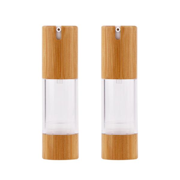 Бутылка пластикового лосьона распределителя косметическая безвоздушная с бамбуковым насосом