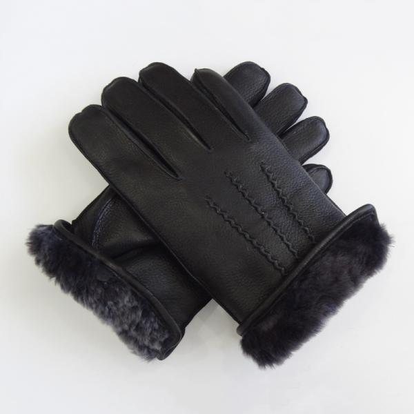 Wholesale customized shearling lining men deerskin gloves