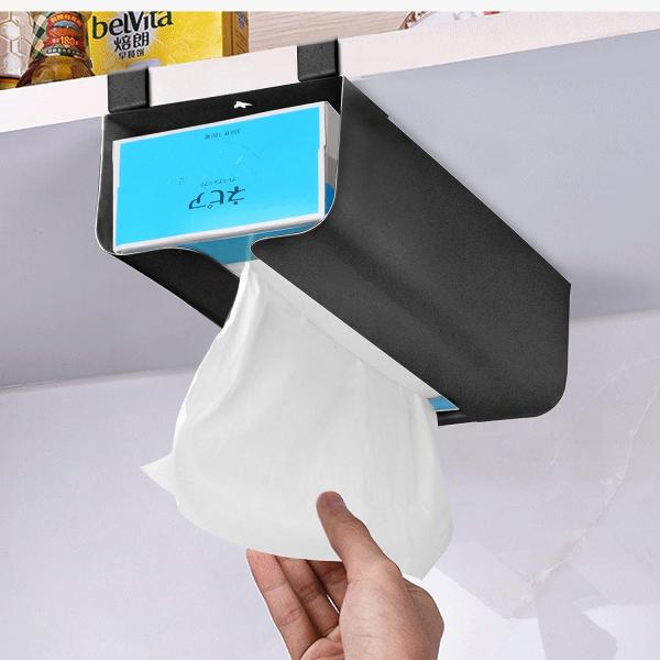 Подвесный чехол для тканей Черный Под шкаф Бумажная коробка держатель Кухонная дверь Решение для хранения