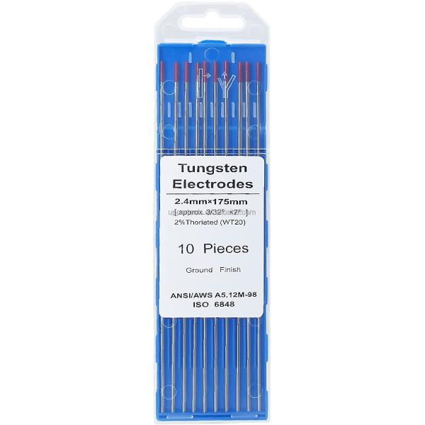 10-pack Red Tungsten Electrodes 2.4mm*175mm for TIG Welding Welding Current 40-230A