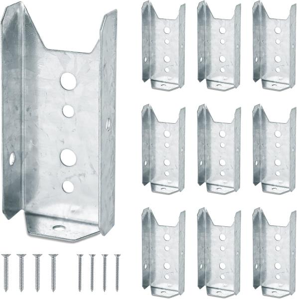Wood Rail Fence Bracket Kit 10 Pack Metal 2x4 Includes Galvanized Screws
