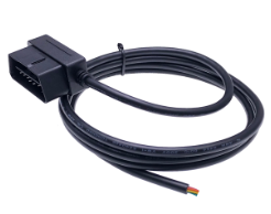 Versatile Applications Black OBD2 16 Pin Cable with Right Angle Open Ends and Pins Plating Nickel/Golden