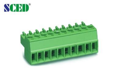 Os conectores Pluggable fêmeas plásticos verdes dos blocos terminais lançam 3.81mm, 300V 8A