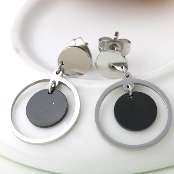 Stainless Steel Fashion Jewelry Women Personalized Round Drop Earrings,Round Shape earrings