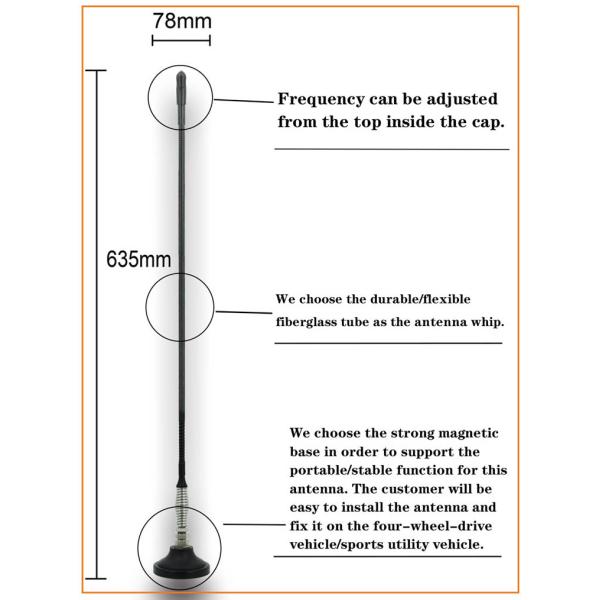 Антенна антенны автомобильного радиоприемника CB коммуникатора 11m с RG58 кабелем 78*635mm