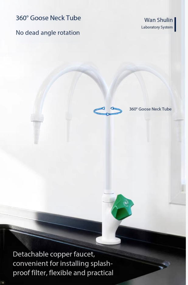 Heavy Duty Laboratory Accessories Solid Brass 3 Way Gooseneck Water Tap Anti Corrosive