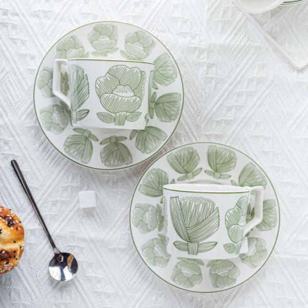 Presentes de Negócios elegantes chá verde decal xícaras e pratos para o chá da tarde Inglês