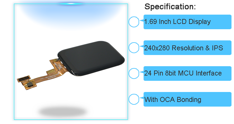 1.69 Inch TFT LCD Touch Screen Module MCU 240x280 Smartwatch Panel